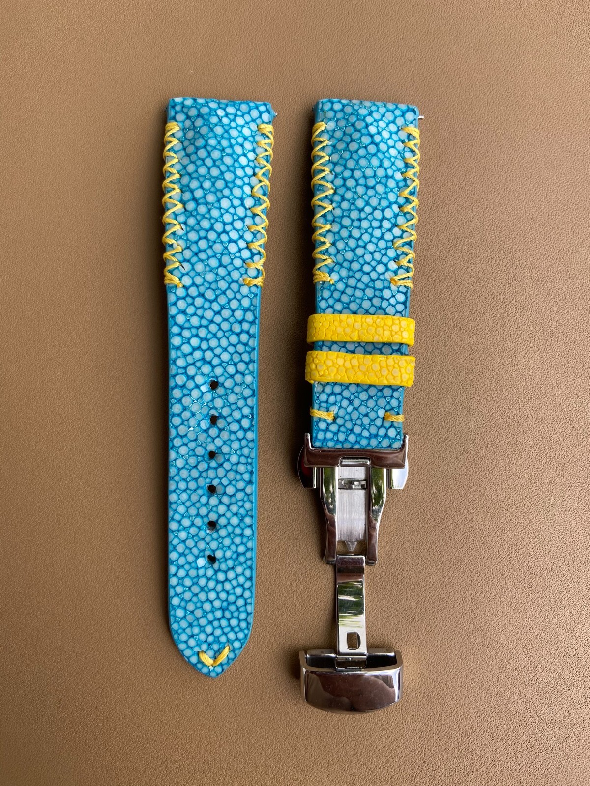 Blue Stingray Leather Watch Strap Band, Size 18mm 19mm 20mm 21mm 22mm 24mm 26mm