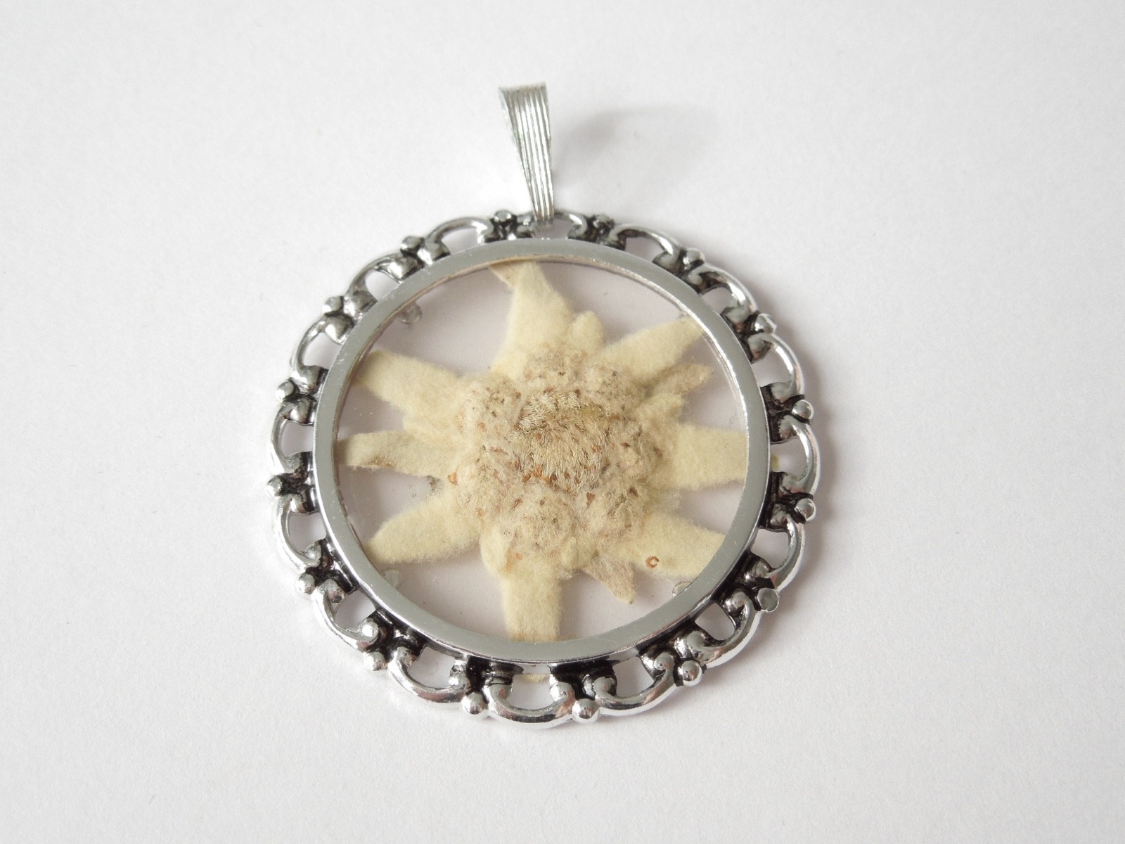 Pendant Edelweiss Dried Plastic silver-colored 0.06oz/1 13/16×1 1/2in