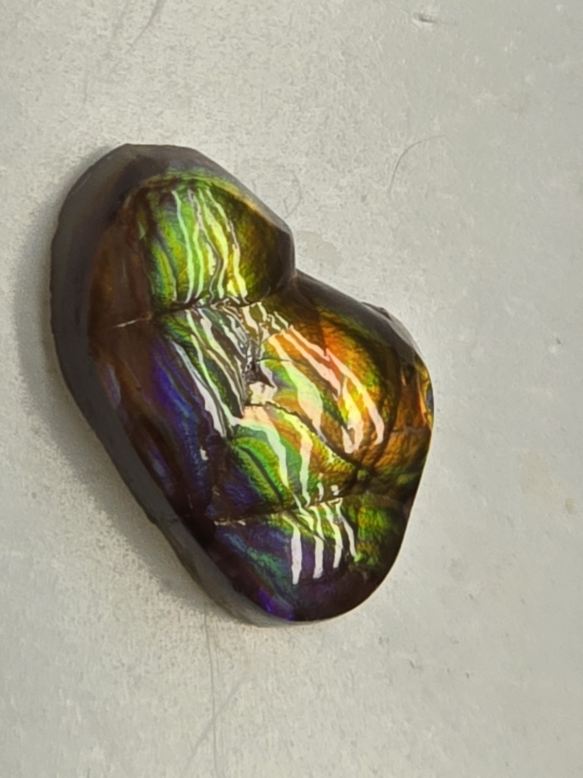 Dancing Rainbow Fire Agate Gem 6.7 Ct Original Hand Carved Natural Arizona Gem