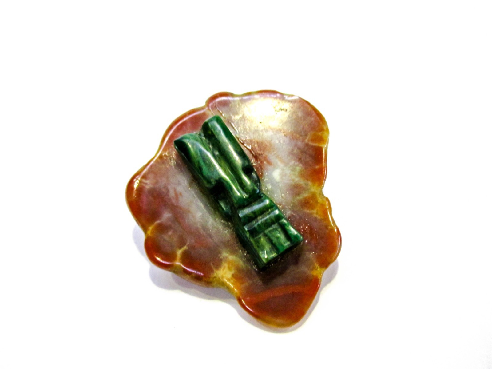 Vintage Bolo Carved Stone from Mexico Mayan Peru South American