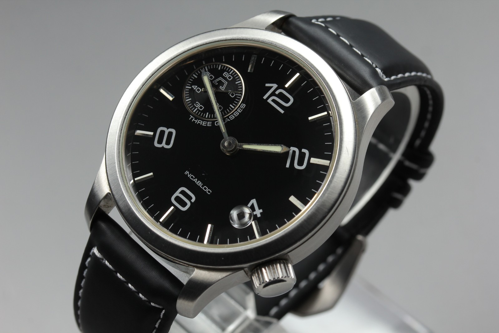 Anonimo Opera Meccana Three Glasses 5004 Black Small Second Manual Winding Watch