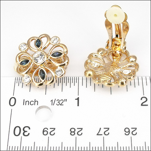 Clip-on Clip on Earrings Ear Stud Crystal Clear Classic Sapphire Jewelry 18k GP