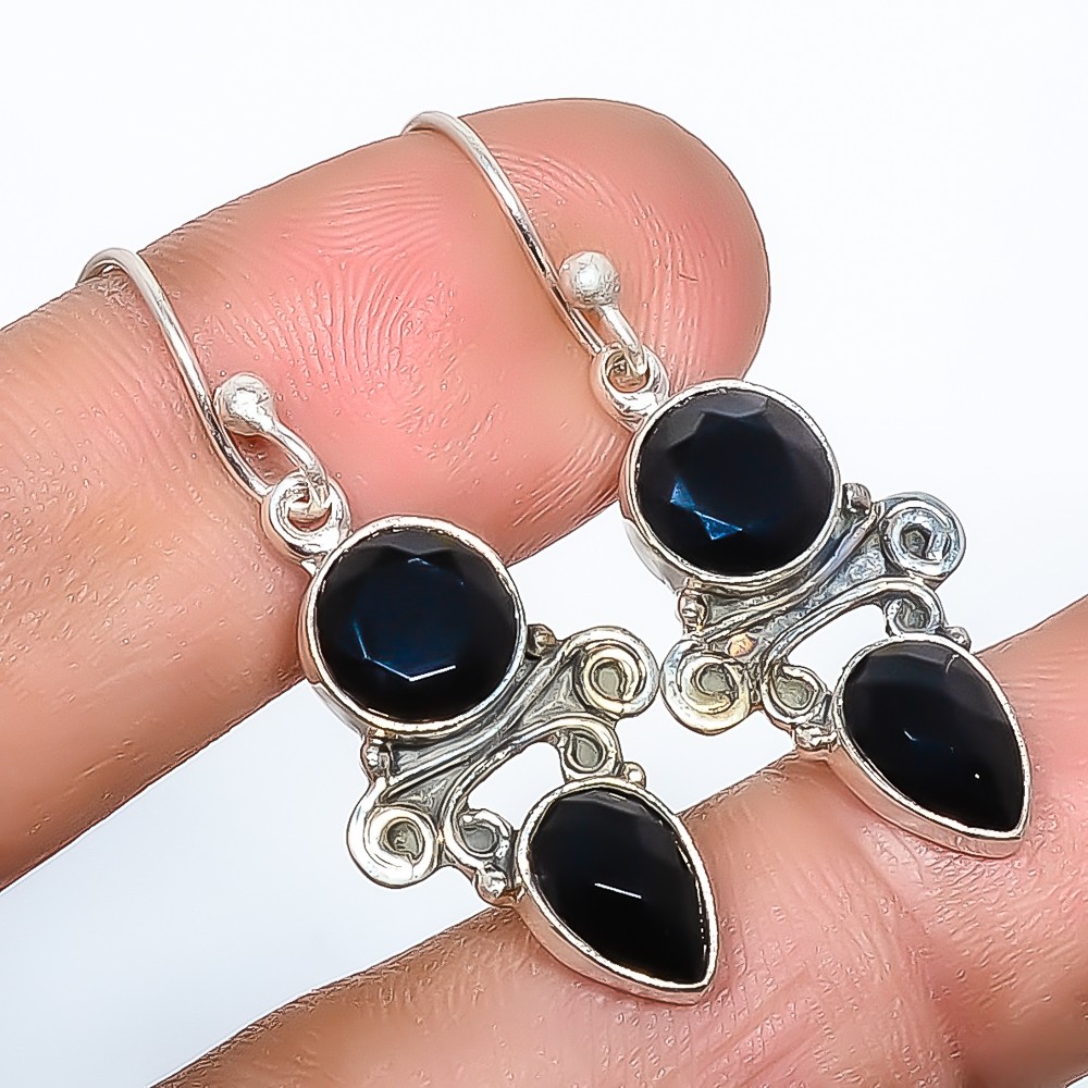 Black Onyx Handmade Silver Plated Earring 1.56″ E1814-5
