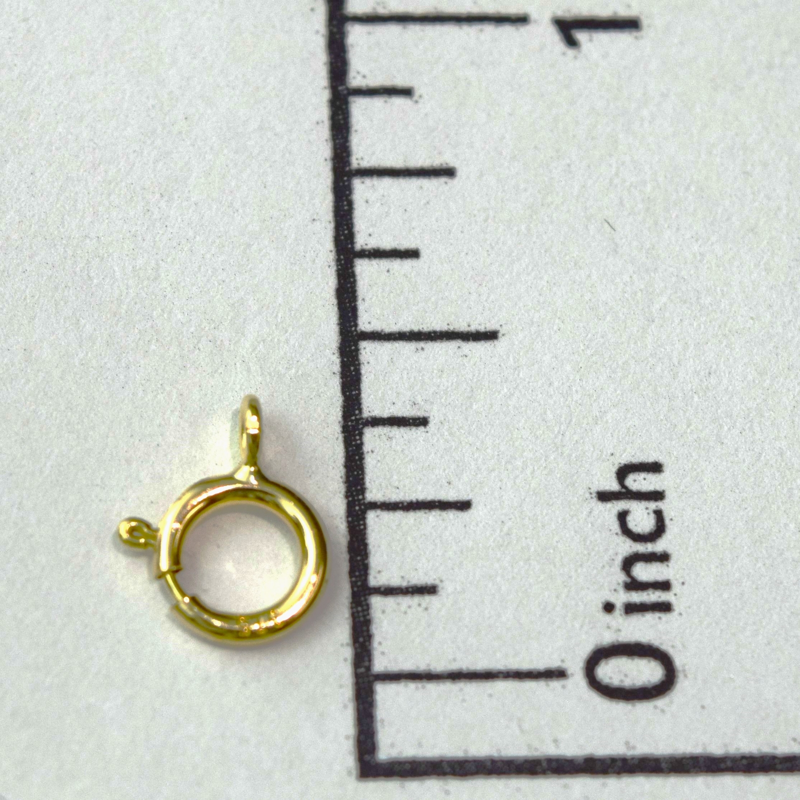 Italian Solid 9K Yellow Gold 6.0mm Spring Ring w/ Open Ring Clasp