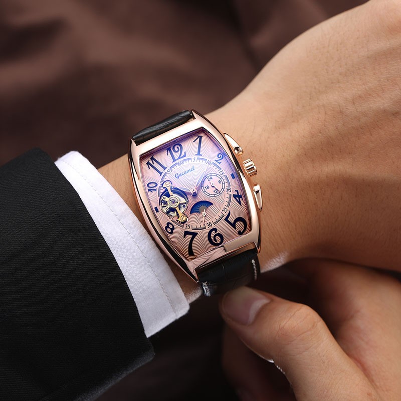 Men’s Automatic Mechanical Watch Classic business Self-winding Barrel-shap Gift