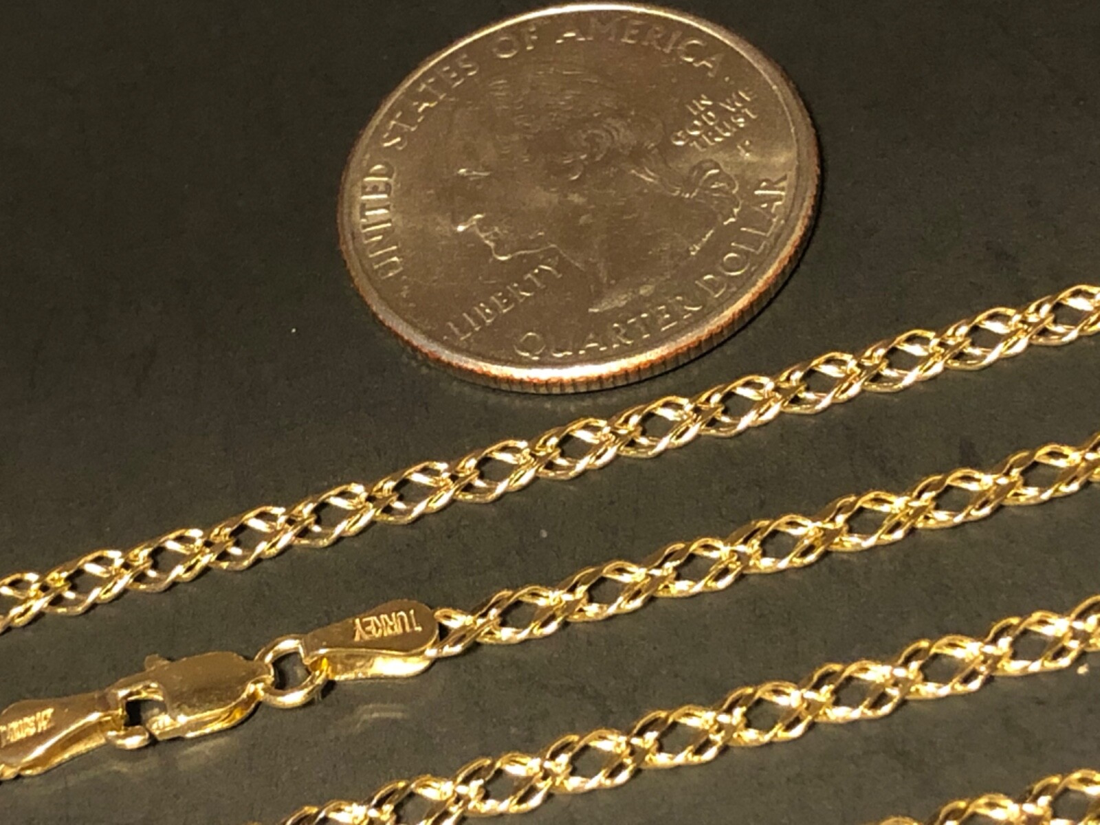 14 k Solid Yellow Gold 2.7 mm Rombo Chain Necklace 16″,18″,20″,22″,24″.