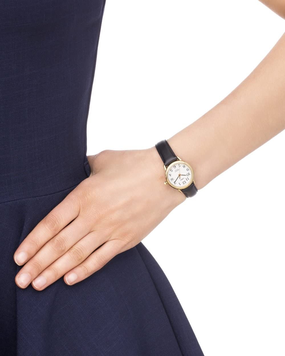 Timex Ladies Easy Reader 25 mm Leather Strap Quartz Watch – T2H341 NEW