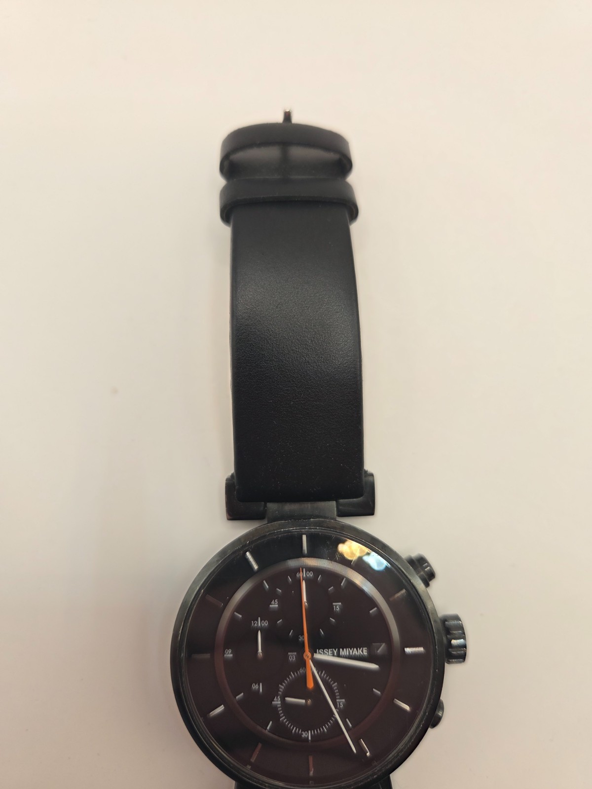 Issey Miyake Chronograph Watch VK67-0010 Satoshi Wada Black Leather Japan Seiko