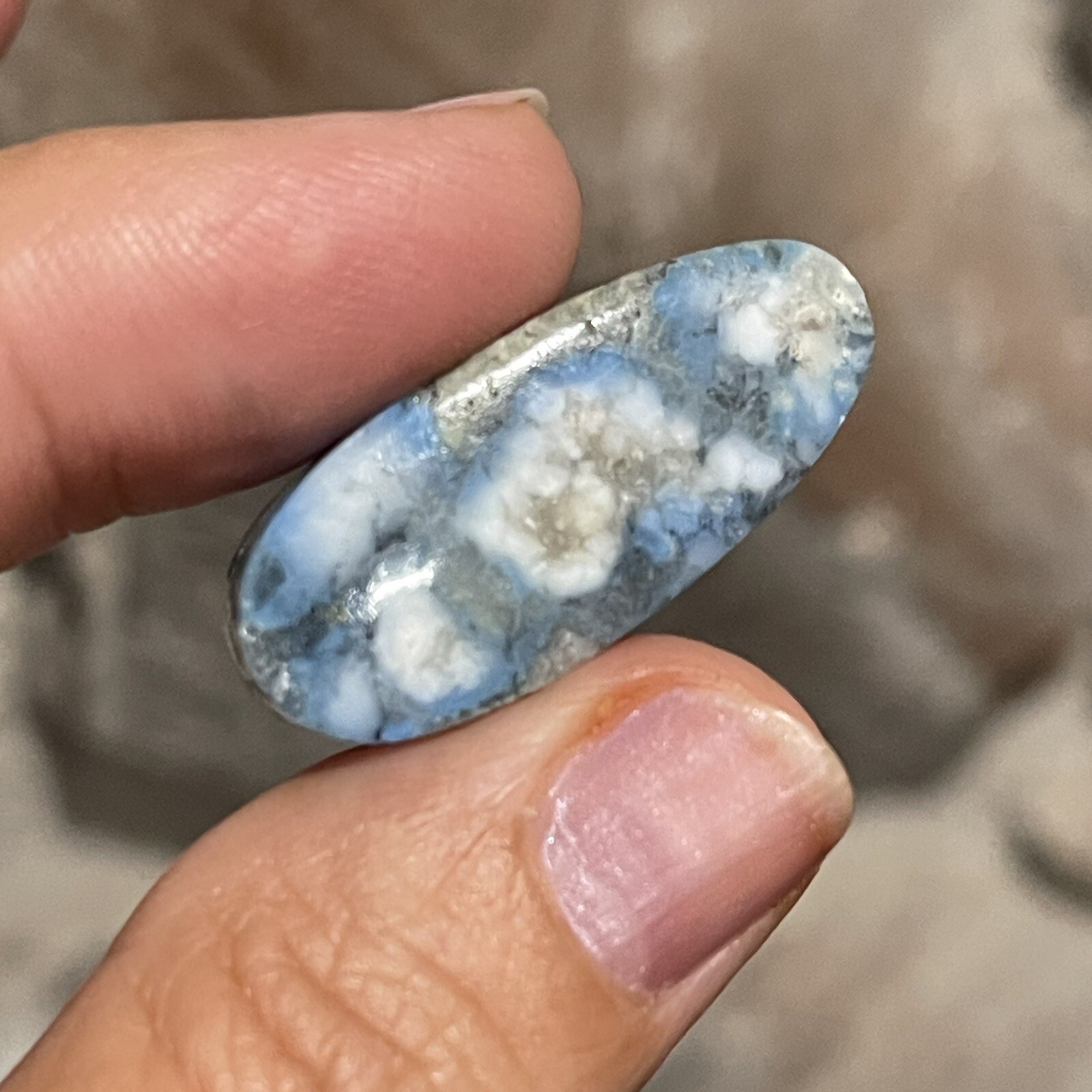 22.4ct 30.6×13.2x7mm White River Stone Lavender Opal Hubei Turquoise Cabochon