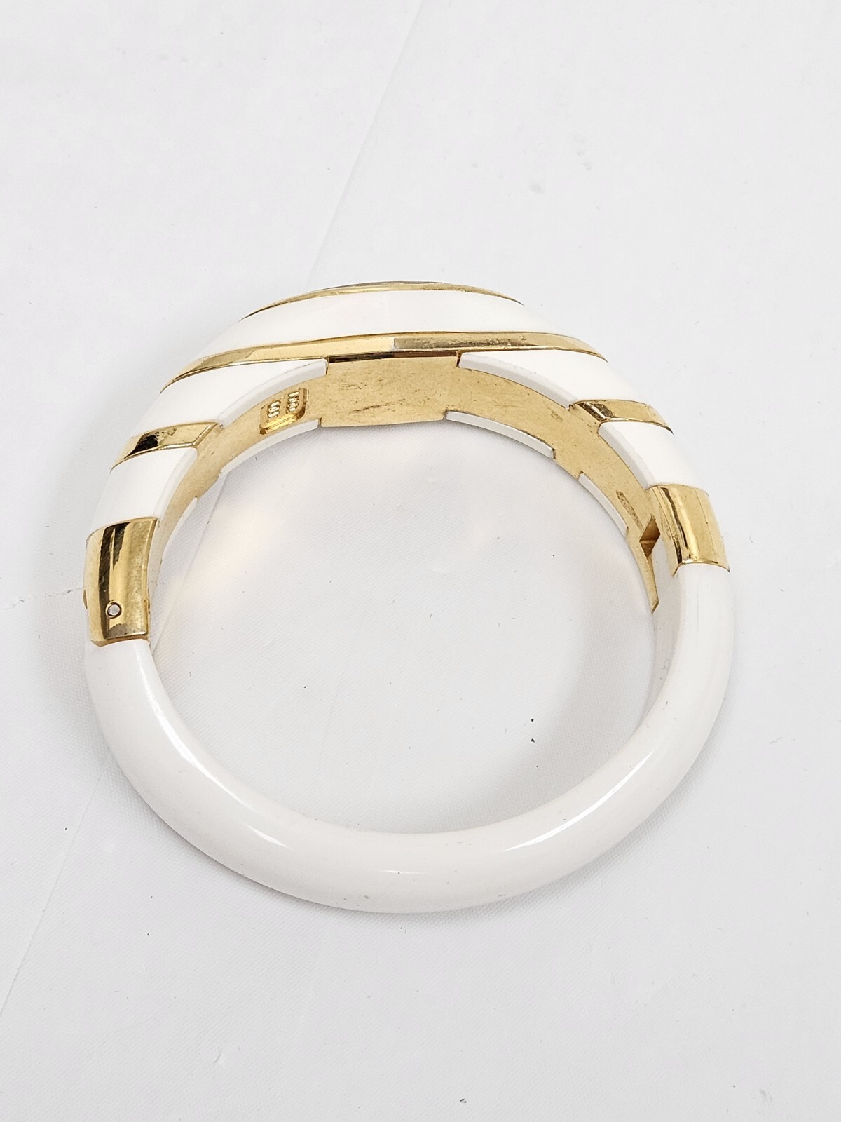 Vintage Lucerne Swiss Mechanical Bangle Watch Gold Tone & White Womens Modern
