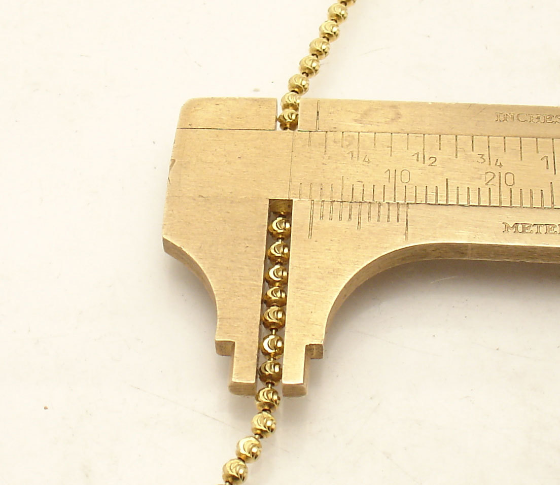 2mm Moon Cut Ball Bead Chain Necklace Solid 14K Yellow Gold Plated 925 Silver