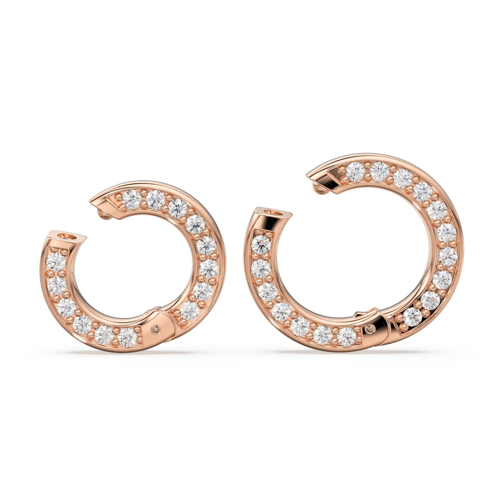 14k Clicker Round Connector Solid Gold Clasp Pave Diamond Connector Finding