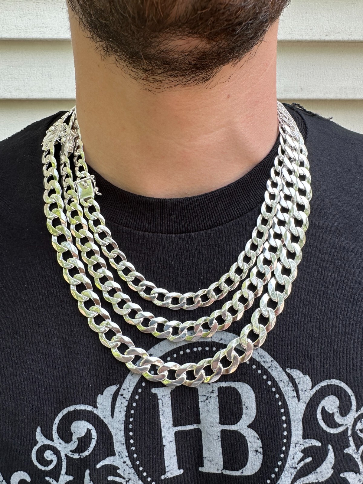 Curb Cuban Link Chain Necklace Bracelet Real 925 Sterling Silver Sleek Box Clasp