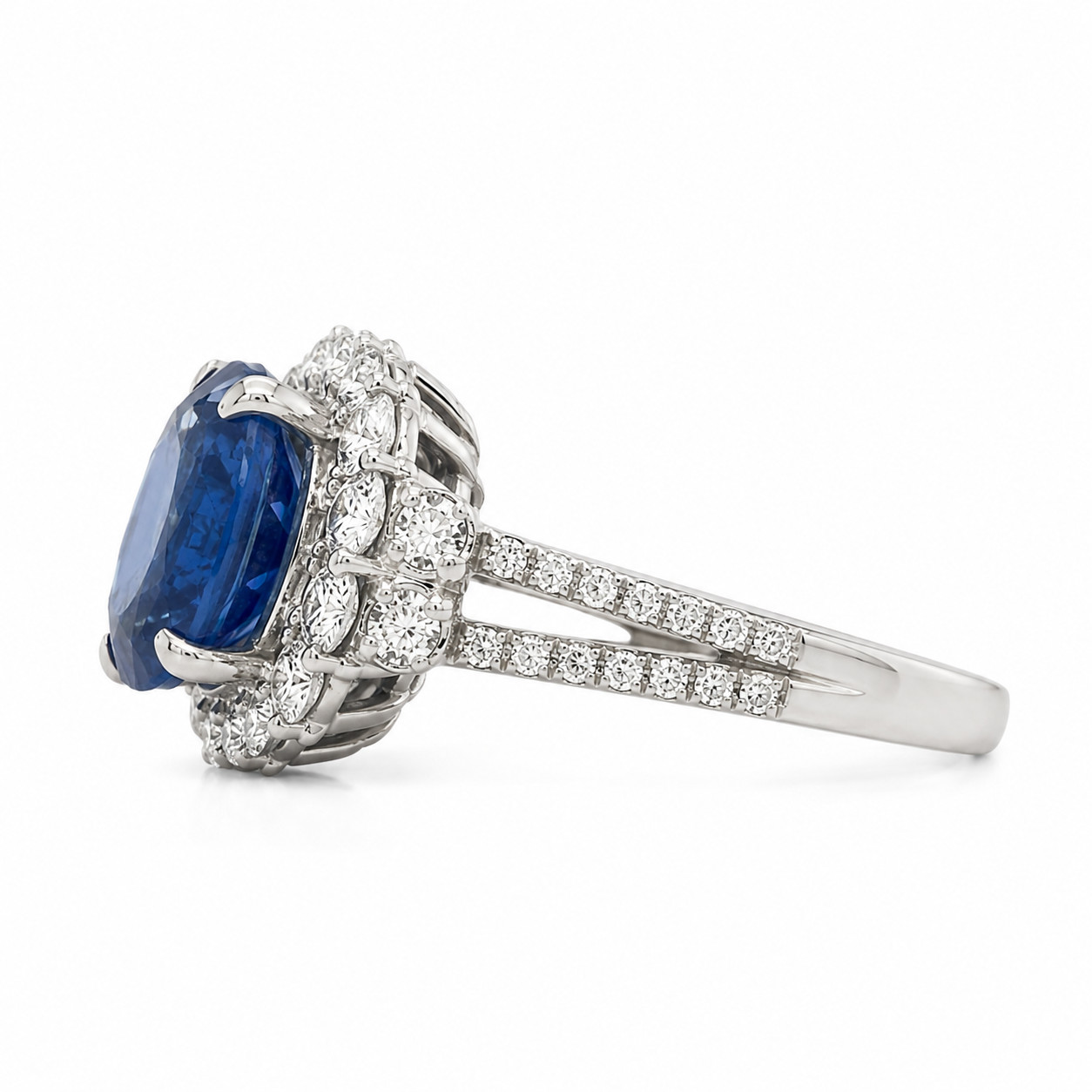 6.15ct No Heat Ceylon Sapphire Diamond Ring Platinum, GIA Certified Natural Blue