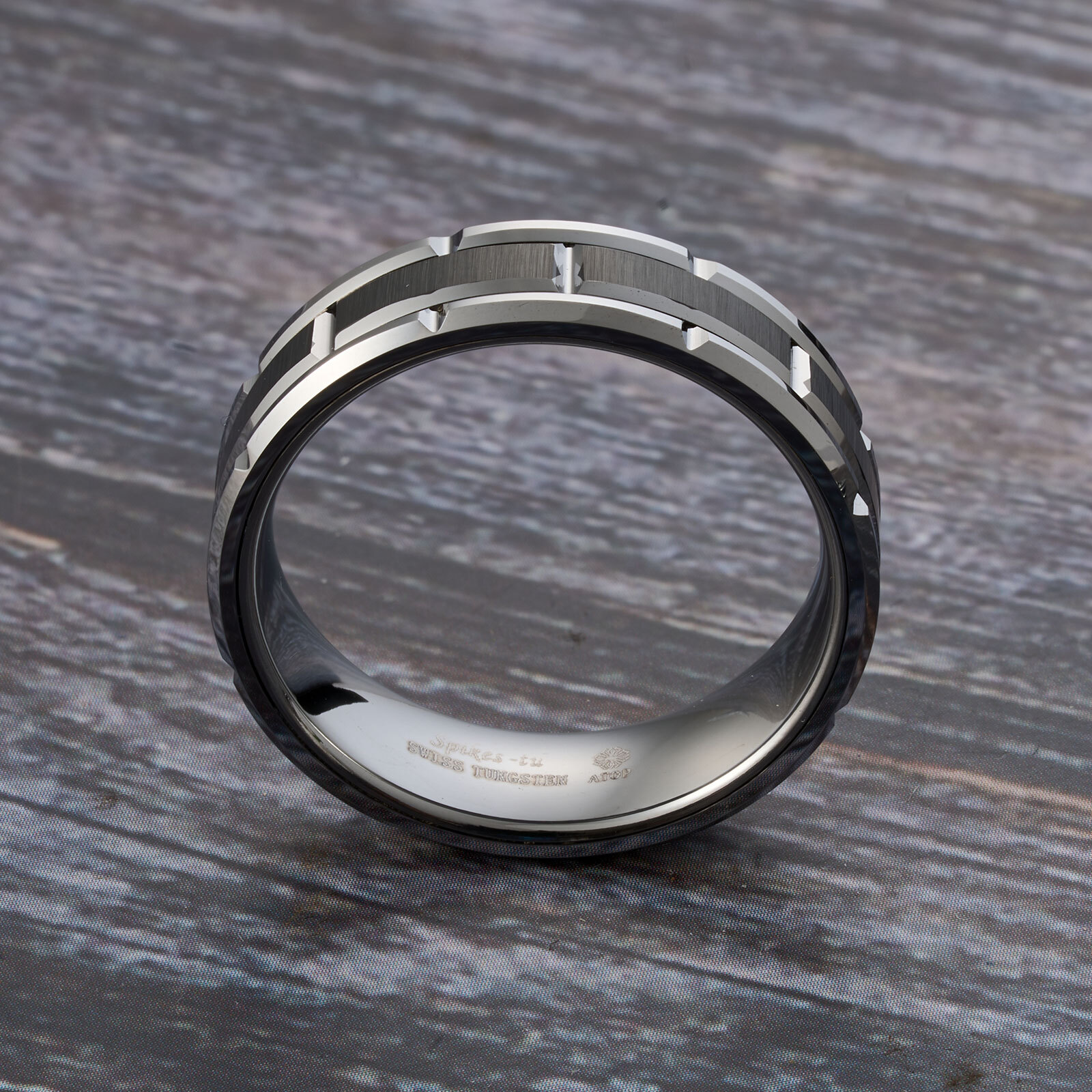 8mm Black/Sliver ATOP Jewelry Brushed Carbide Comfort Fit Mens Wedding Band