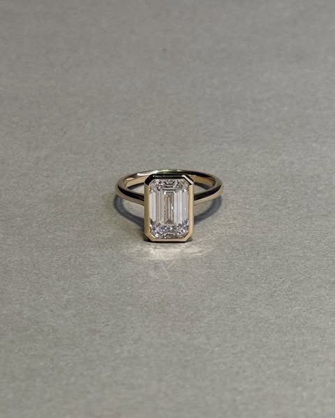 3.75 Ct Timeless Elegance Emerald Cut Lab Grown Diamond Ring 18K Yellow Gold