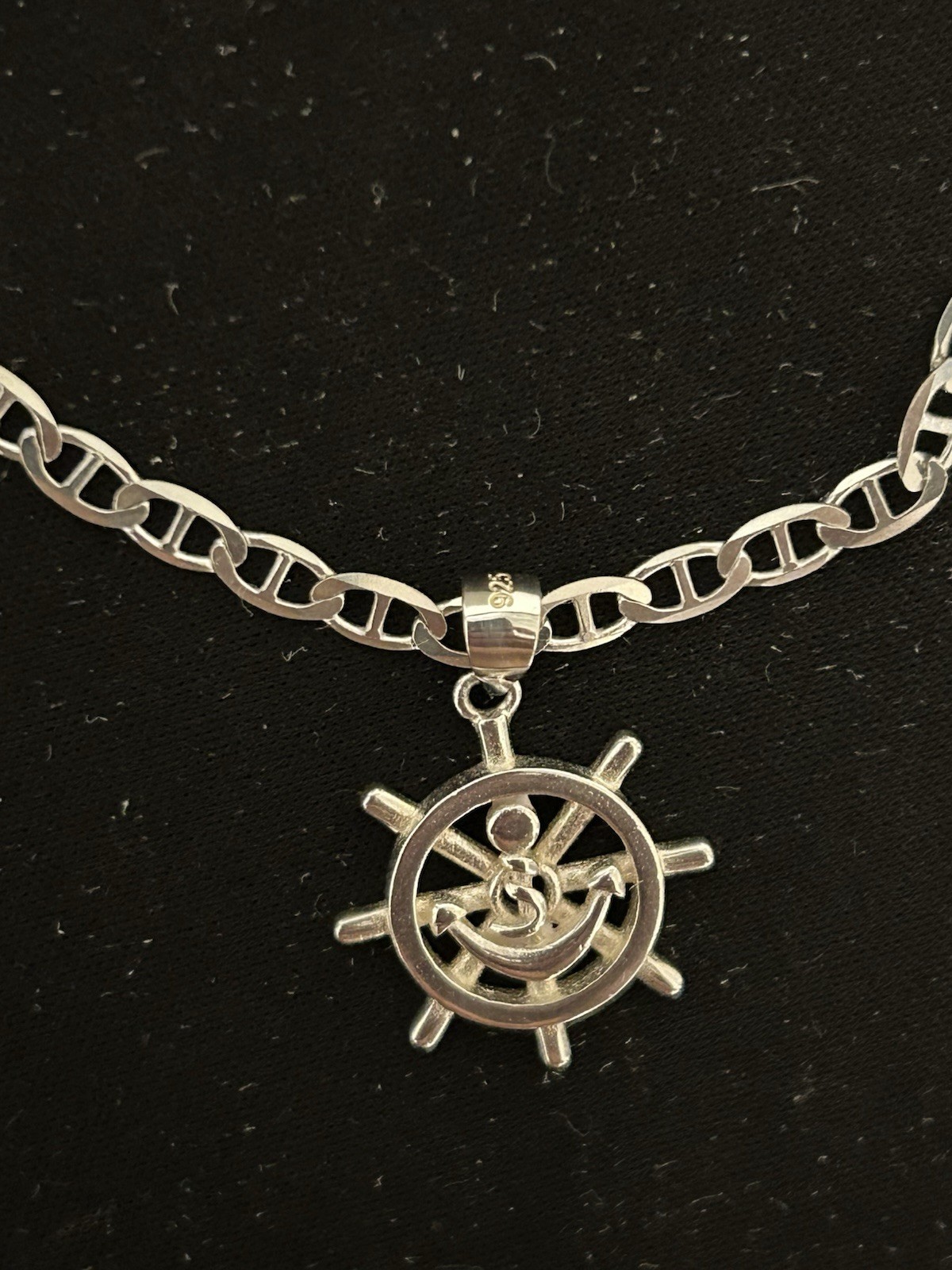 Nautica 925 Sterling Silver Anchor Wheel Pendant & Chain Necklace 20″ 8.7g