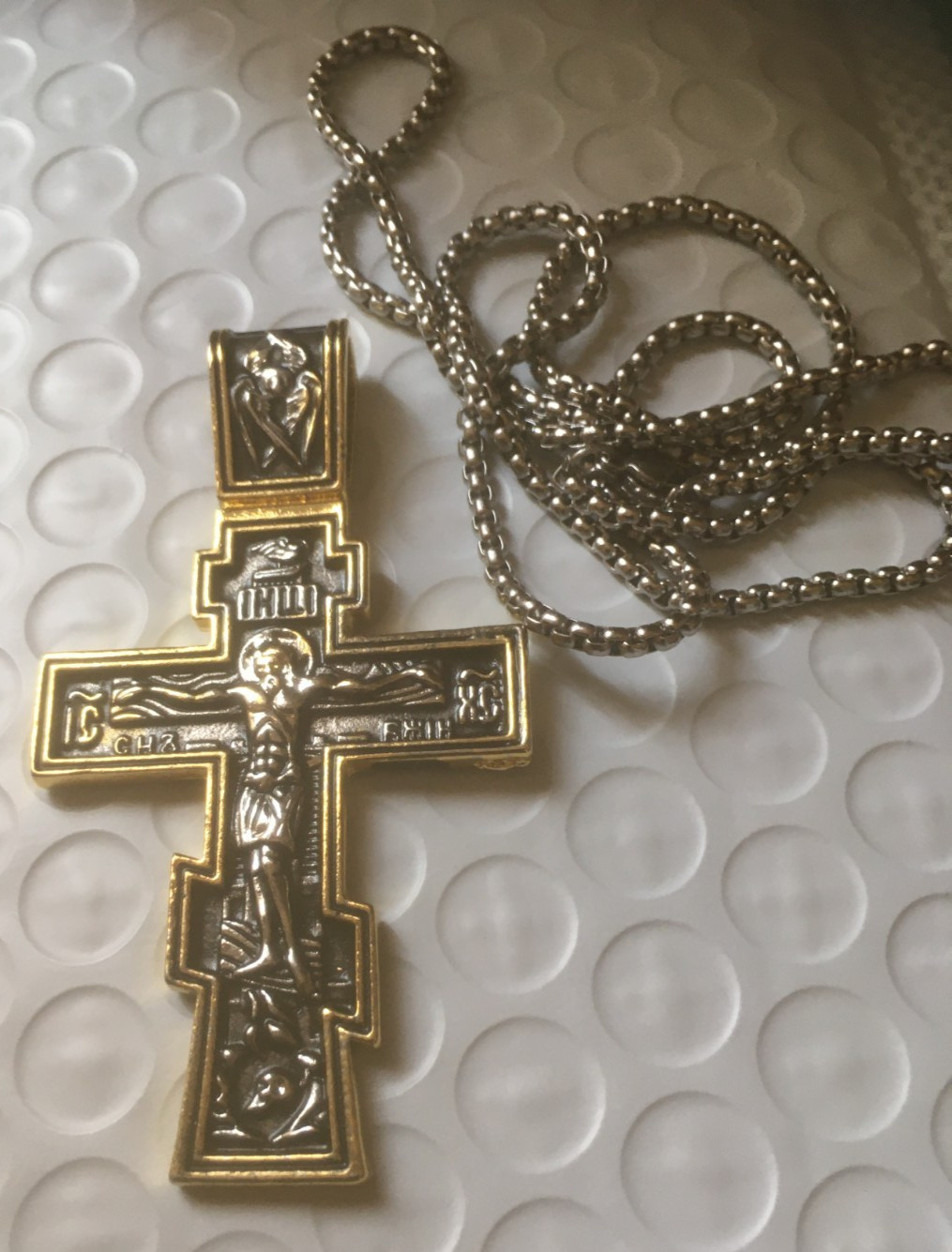 large 70mm x 40mm cross 29 gr. Pendant Christ COMES WITH 60CM CHAIN