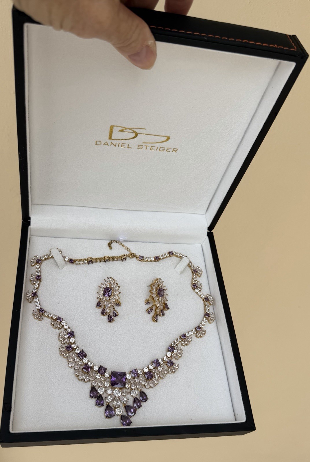 Daniel Steiger NEW Gold Plated Stormy Haze Collection Necklace &Earrings $578.