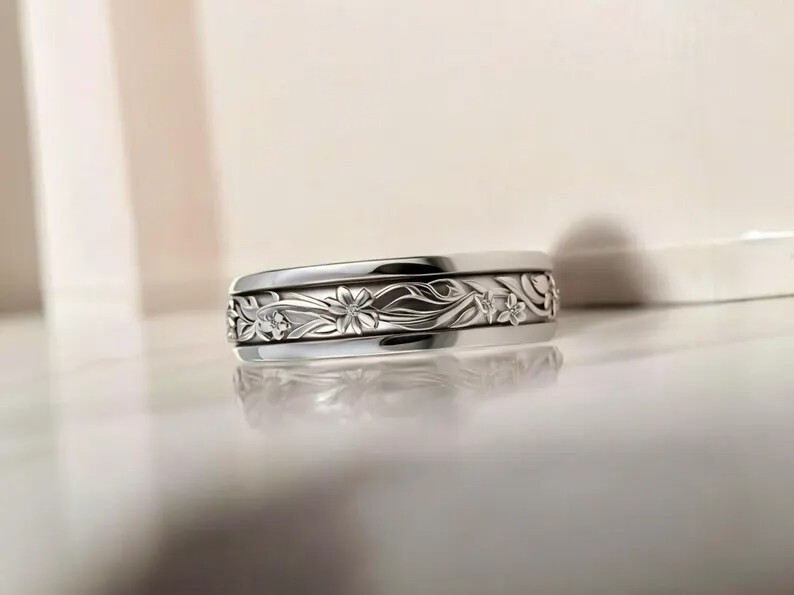 925 Sterling Silver Thumb Ring Handmade Jewelry Floral Spinner Band Ring SR508
