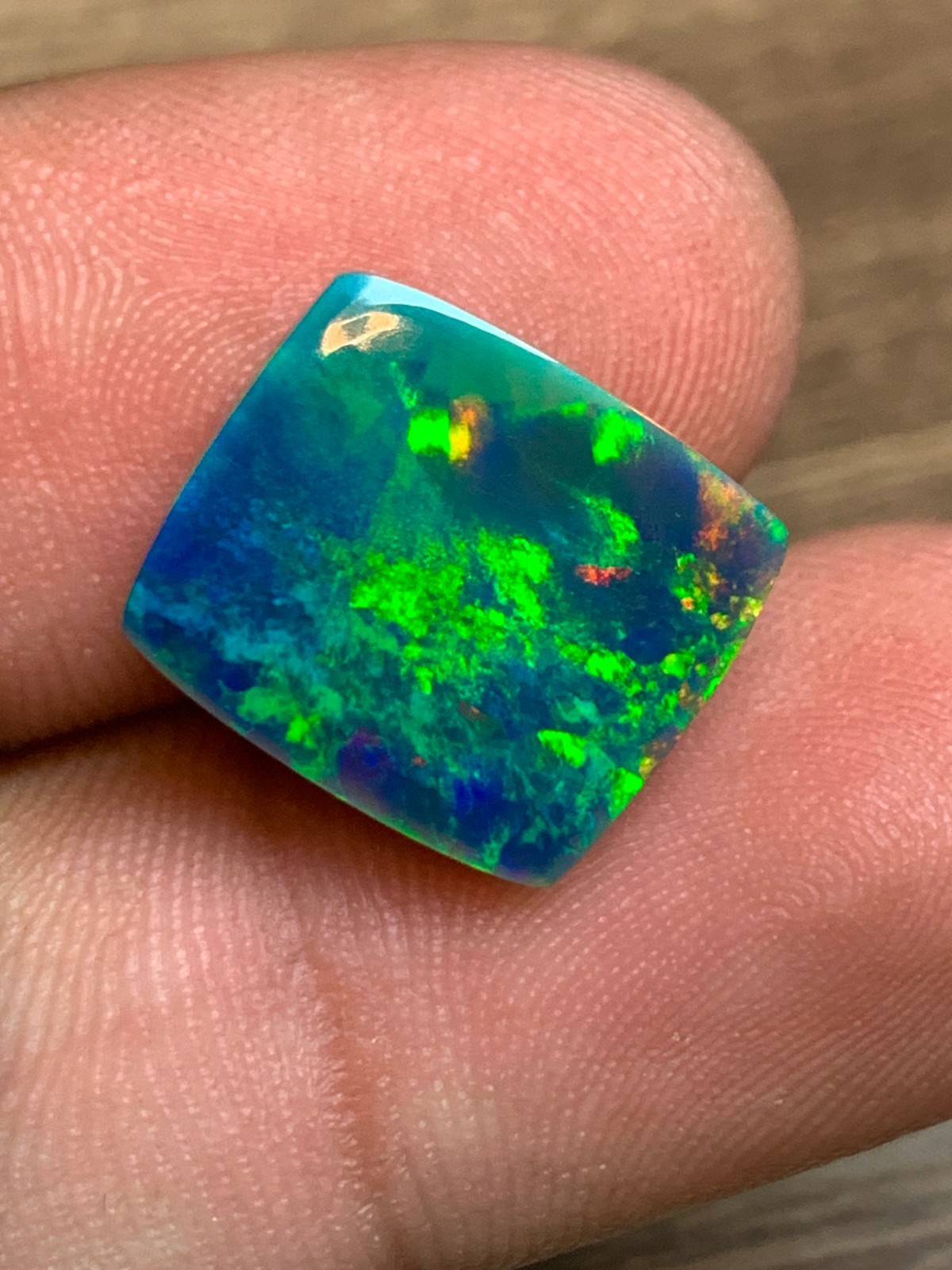 Ethiopian Black Opal 5.80crt Cushion Cabochon Rainbow Loose Gemstone for Jewelry