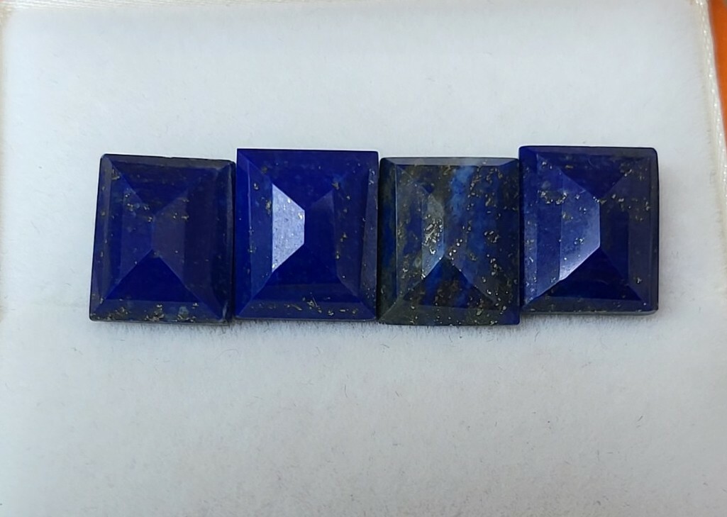 Lapis Lazuli Loose 12x10mm Approx. Octagon Faceted–Blue and Gold Lot of 4