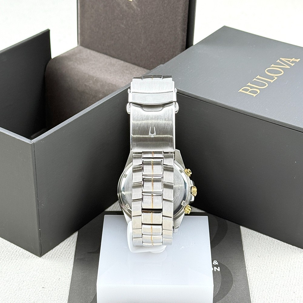 Bulova Men’s Marine Star 98B400 Chronograph Blue Dial Steel Quartz Watch 41.5mm