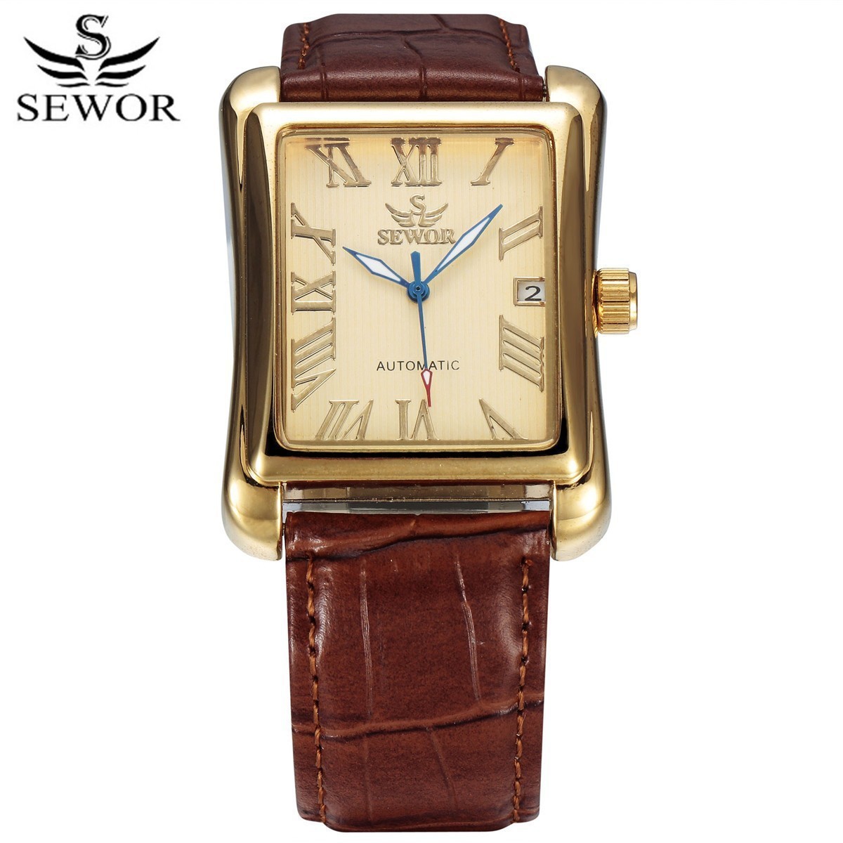 Luxury Men Mechanical Automatic square Watch Wristwatch fashion Business Gifts