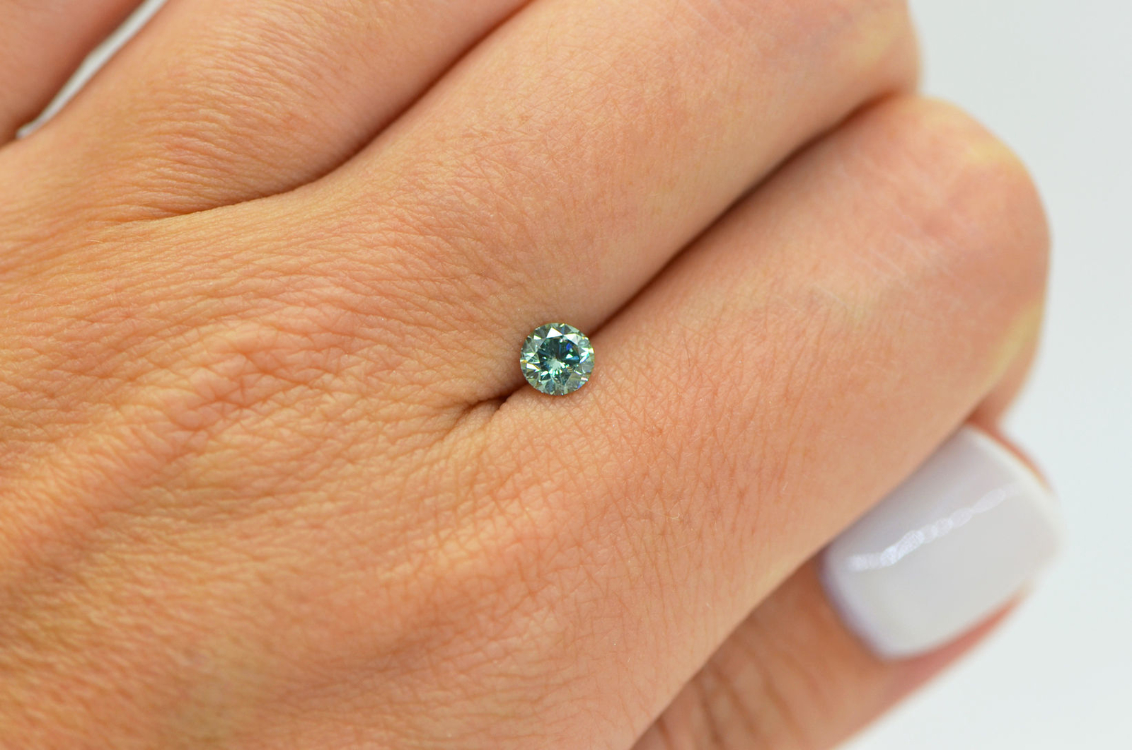 Round Shape Diamond Fancy Green Color SI1 Loose Real Enhanced 0.43 Carat 4.82 MM