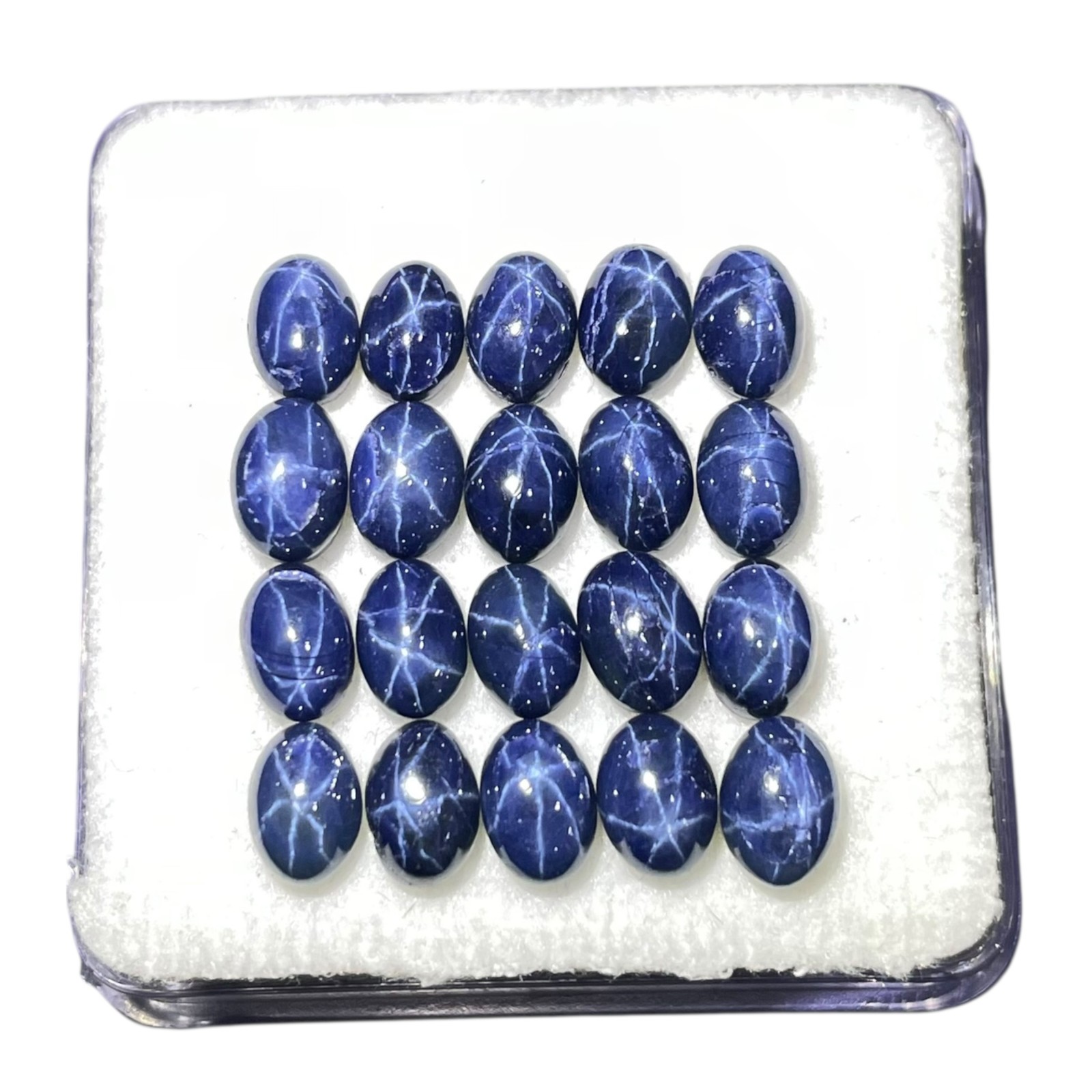 6 Pcs Natural Star Blue Sapphire 6x4mm Oval Cabochon Royal Loose Gemstones Lot