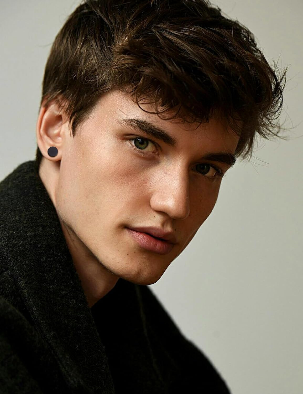 316L Surgical Steel Hypoallergenic Black Stud Earrings for Men Women, round Wate