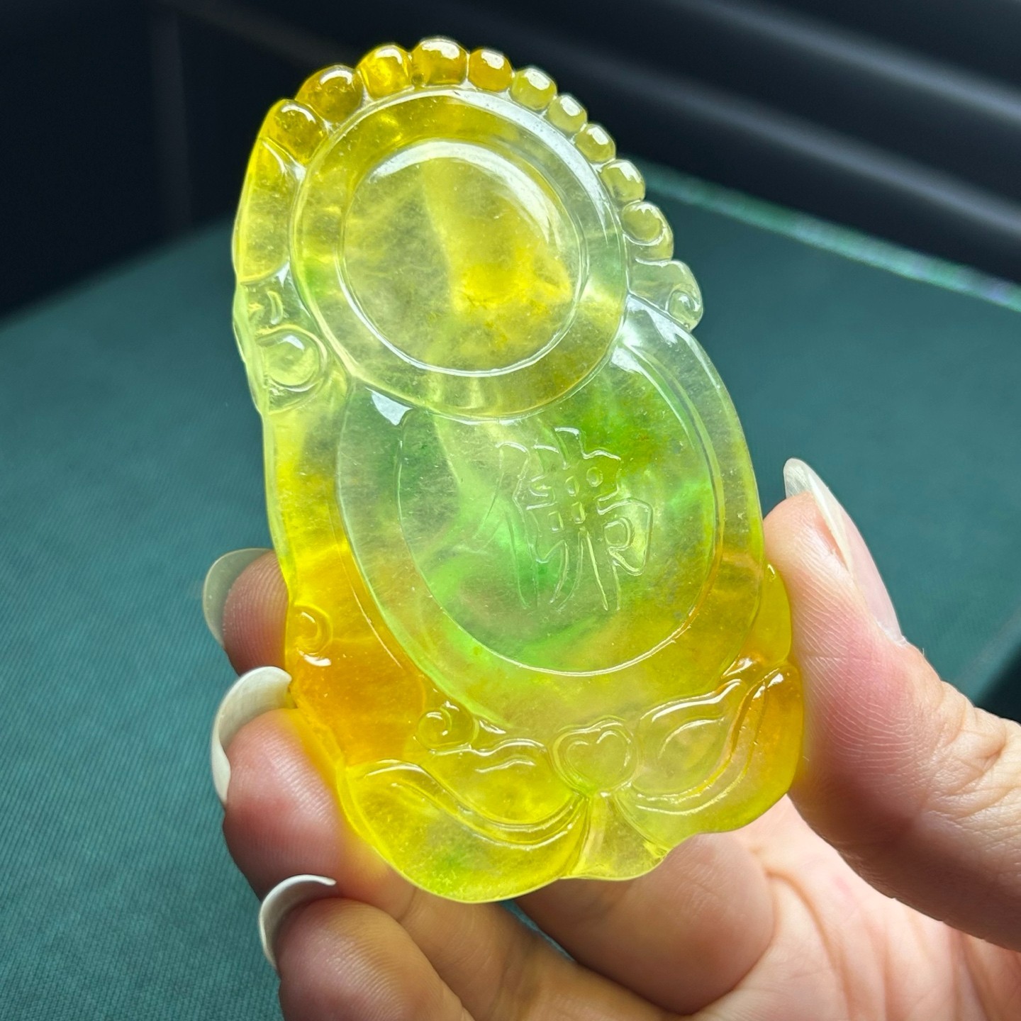Nature ice yellow Burmese jade Jadeite Carved dragon Kwan-yin Pendant&Necklaces