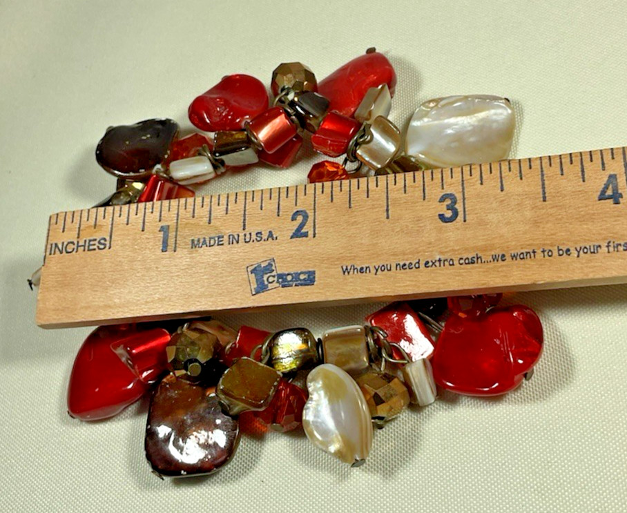 Lot 10 Stretch Bracelets Red Black Silver Tone Beaded Stackable Jewelry Classic
