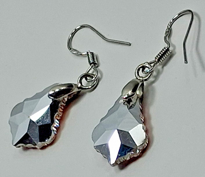 Dark Pink Dangle Pierced Earrings Wire Marked 925