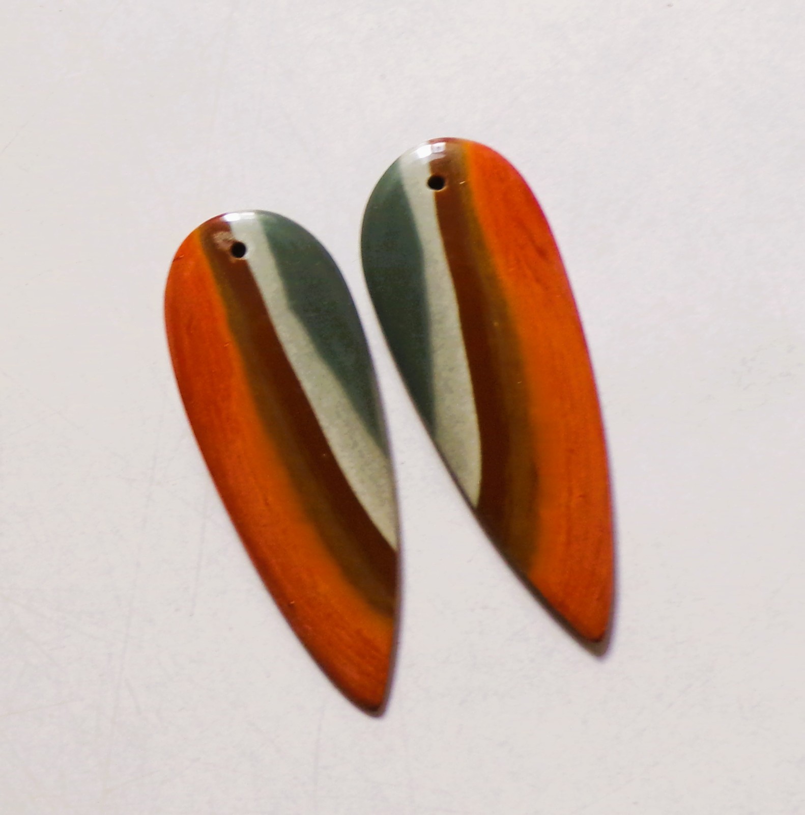 36.20 Cts Natural Polychrome Jasper Drilled Cabochon Pair Gemstone 42.4X16MM 97