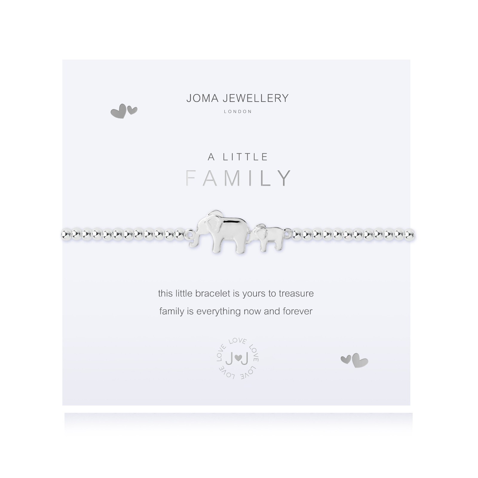 Joma Jewellery Silver Plated Beaded Bracelet A Little FAMILY + Gift Bag 4674