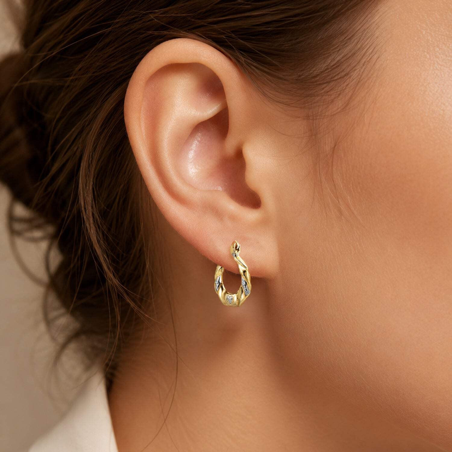 10K Yellow Gold-Filled Octagon Heart Hoop Earrings 18mm