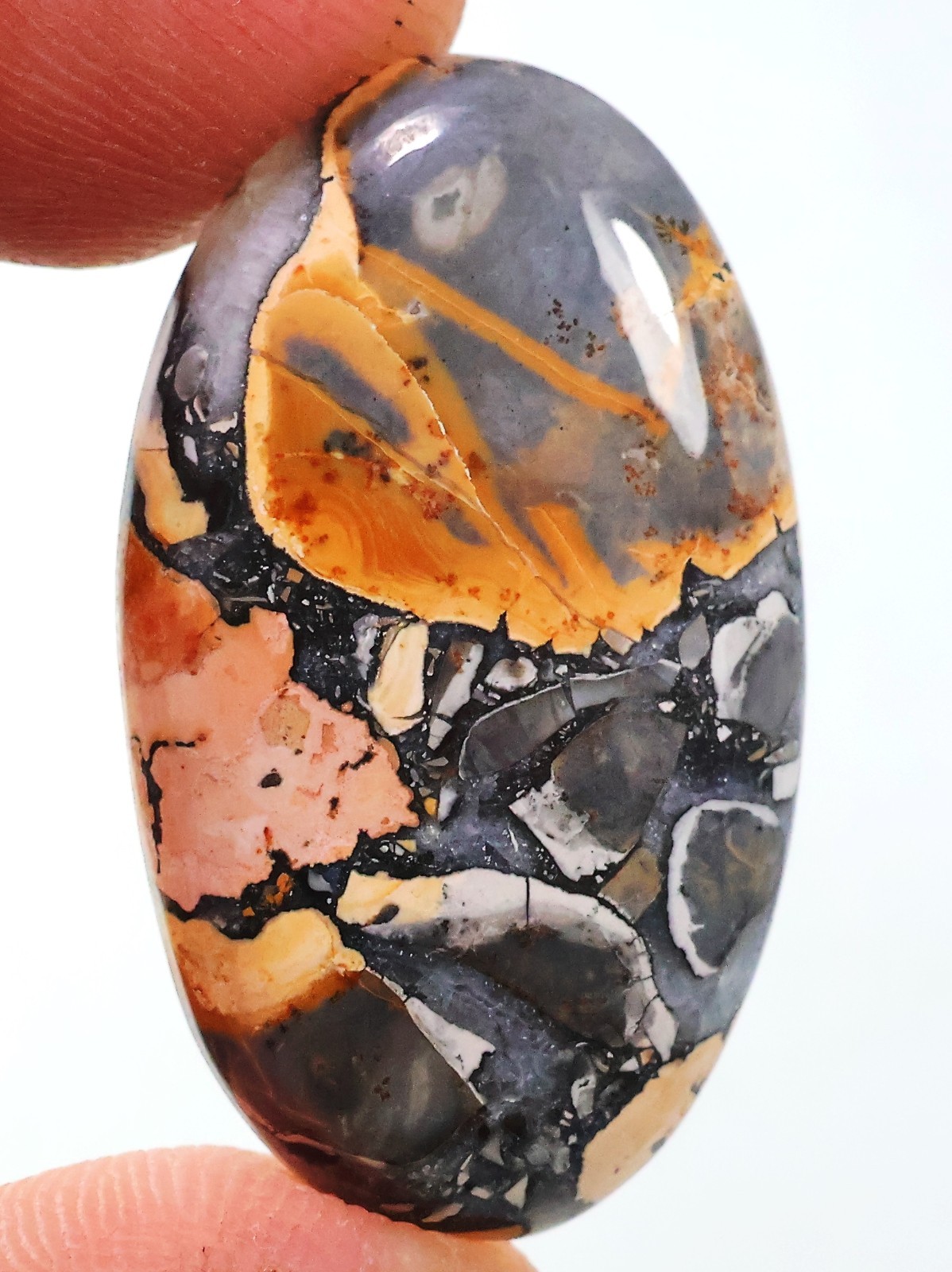 30 Ct 5X19X33 mm Natural Breciated Maligano Jasper Oval Cabochon Gemstone CZ-155