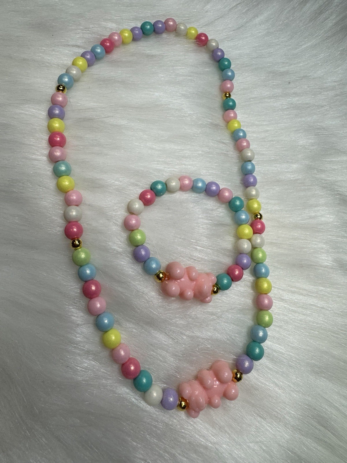 Multicolor Adjustable Kids Gummy Bear Necklace Bracelet Jewelry Set