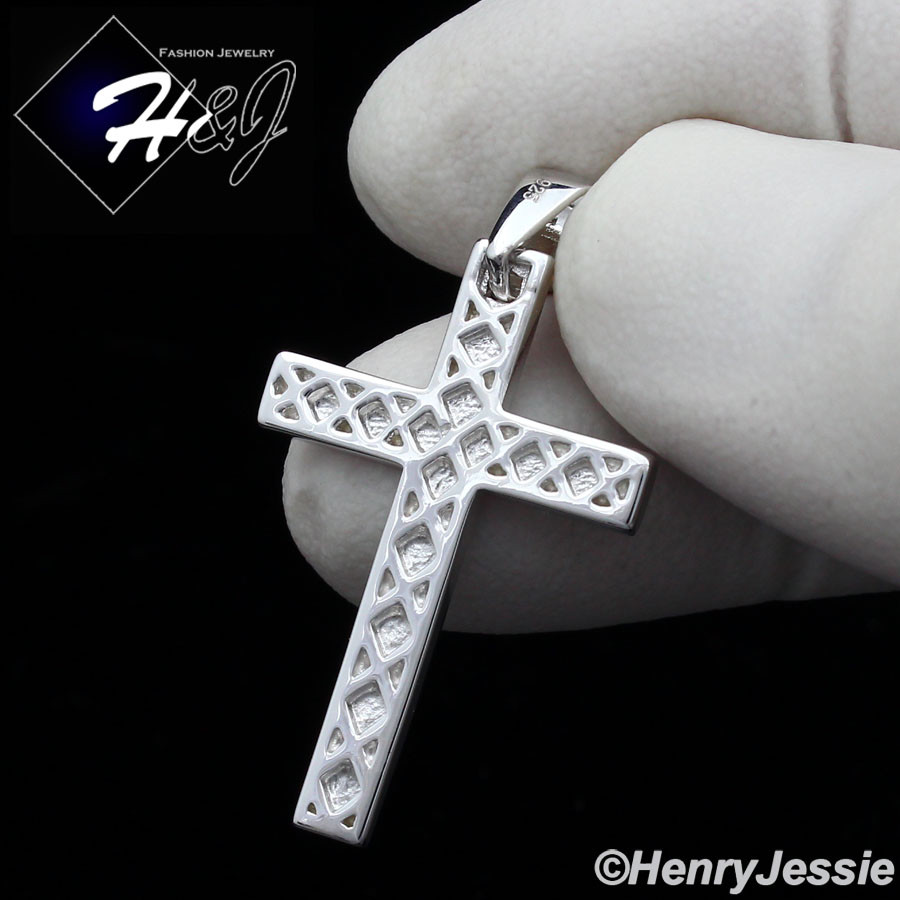 MEN WOMEN SOLID 925 STERLING SILVER PLAIN SIMPLE CROSS CHARM PENDANT*SP194