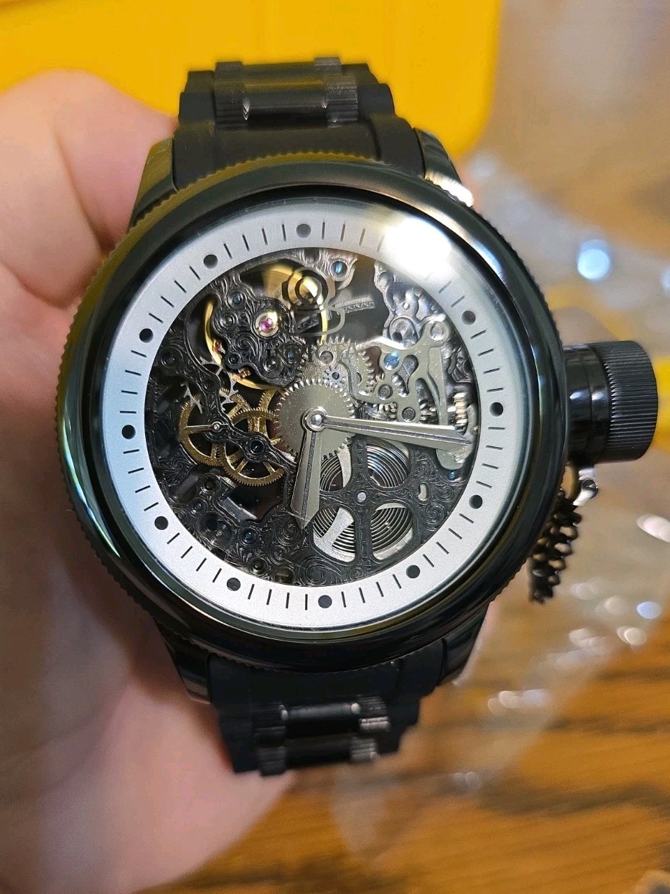 New Invicta Russian Diver Quinotaur Mechanical 1091 Triple Black Yellow 8 Slot