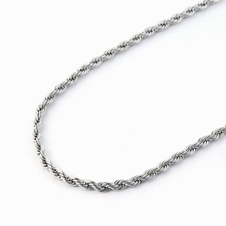 Gold or Silver Stainless Steel Twisted Rope Chain Necklace Lobster Clasp