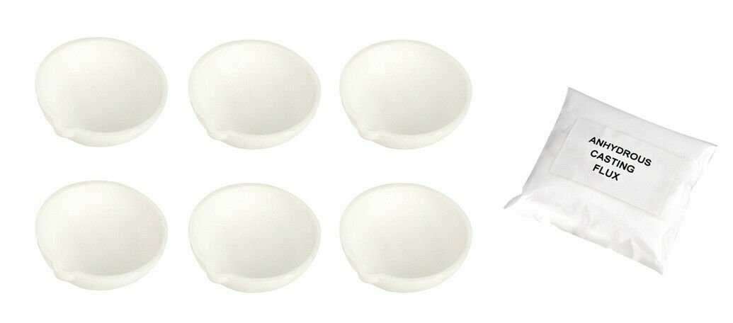 100 Gram Melting Dish Crucible Set with Anhydrous Casting Flux Metal Casting Set