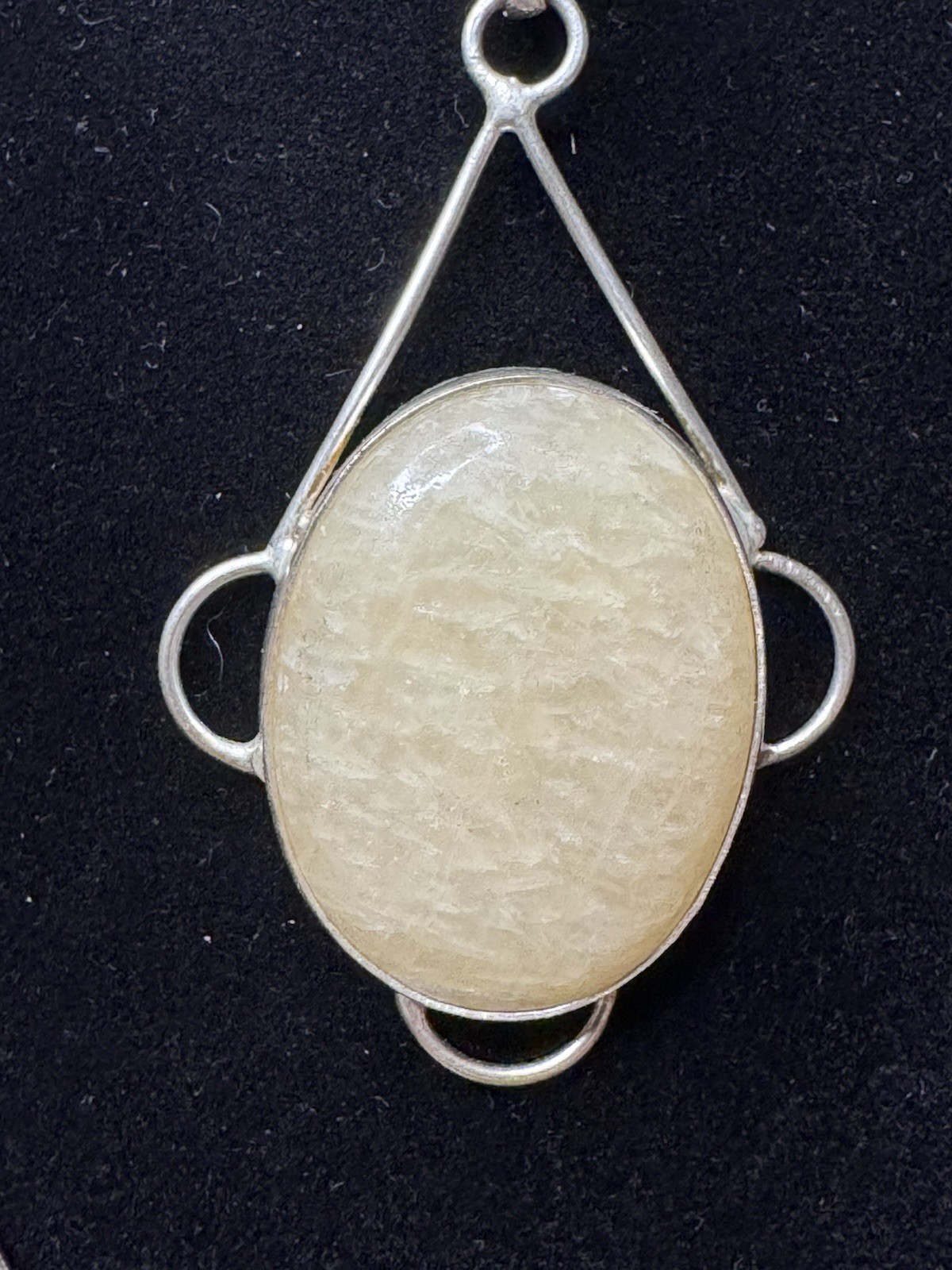 Vintage Sterling Silver 925 Yellow Calcite Oval Cabochon Artisan Pendant 10g