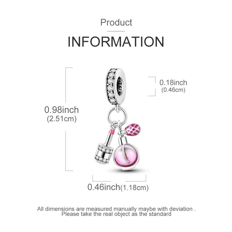 MULA European Silver Plated Charm CZ Enamel Perfume Lipstick For Women Bracelet