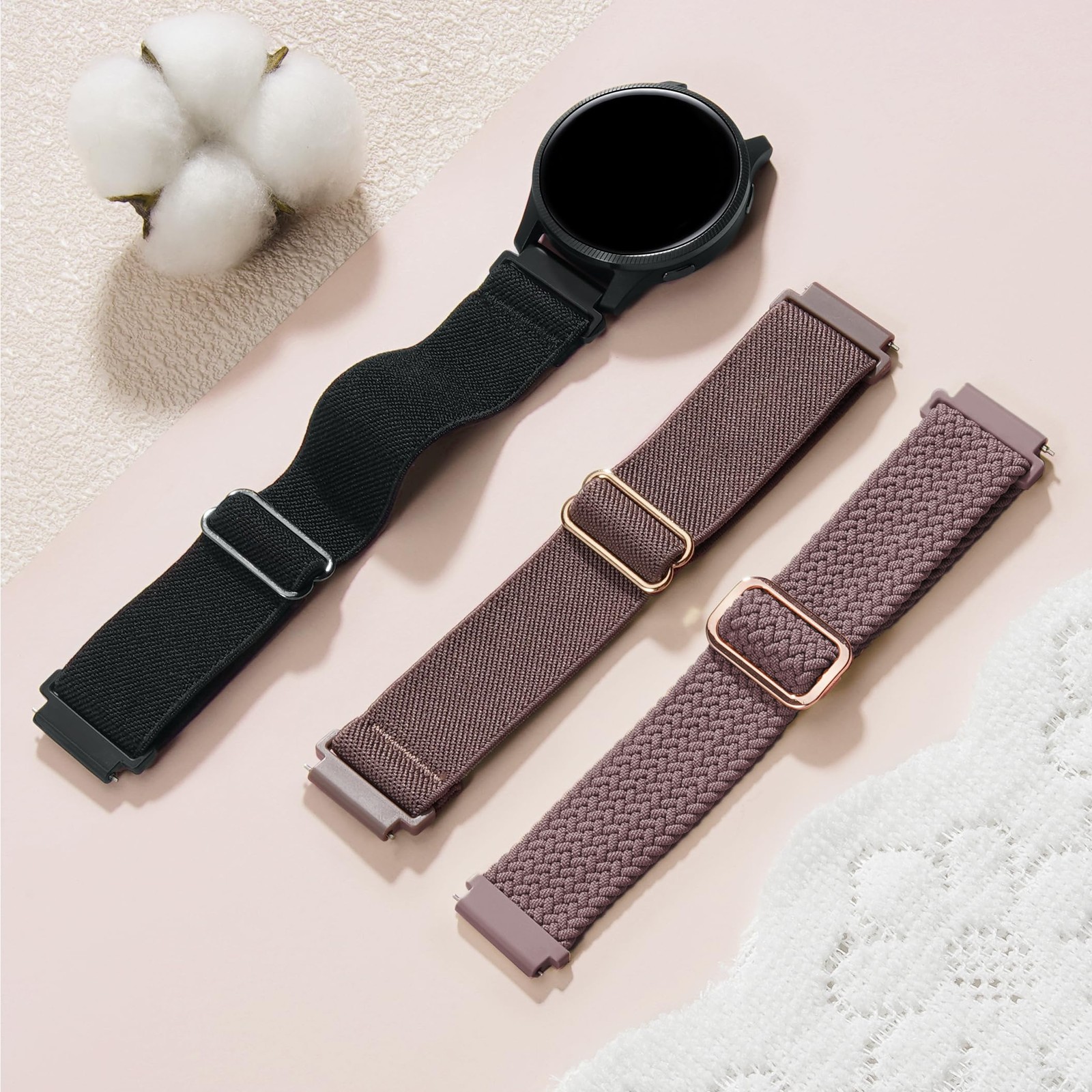 18mm Braided Stretchy Nylon Watch Band Compatible with Garmin Venu 2S/Venu 3S…