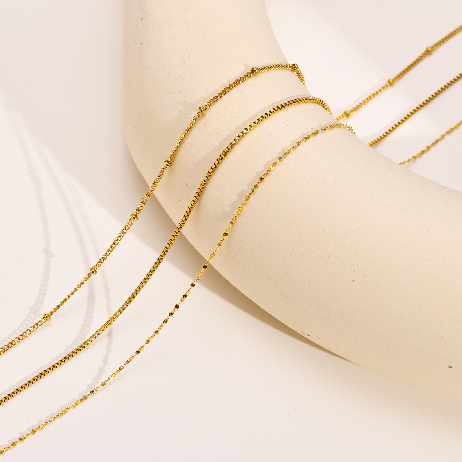 1mm Women’s Chain Wedding Necklace 18K Gold/Silver 316L Stainless Steel 45+5cm