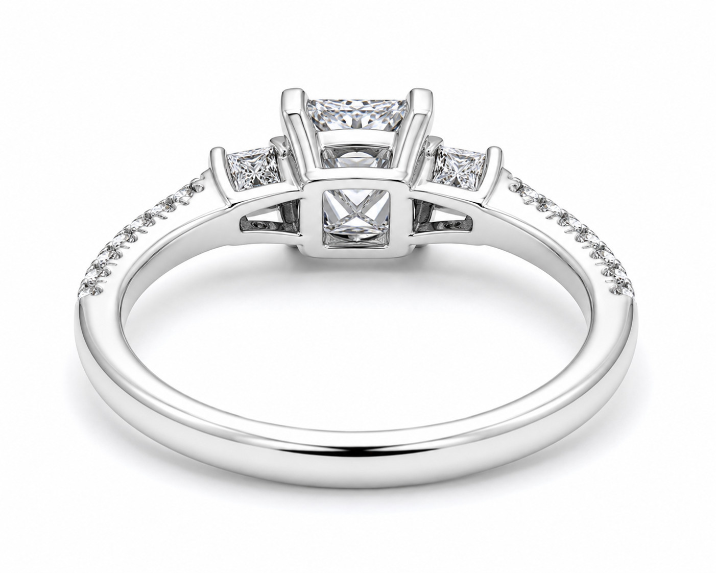 Princess Cut Natural Diamond Wedding Ring 14K White Gold 2.25 Ct