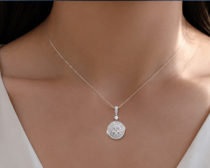 2Ct Round Cut Simulated Diamond Elegant Halo Pendant Necklace 925Starling Silver