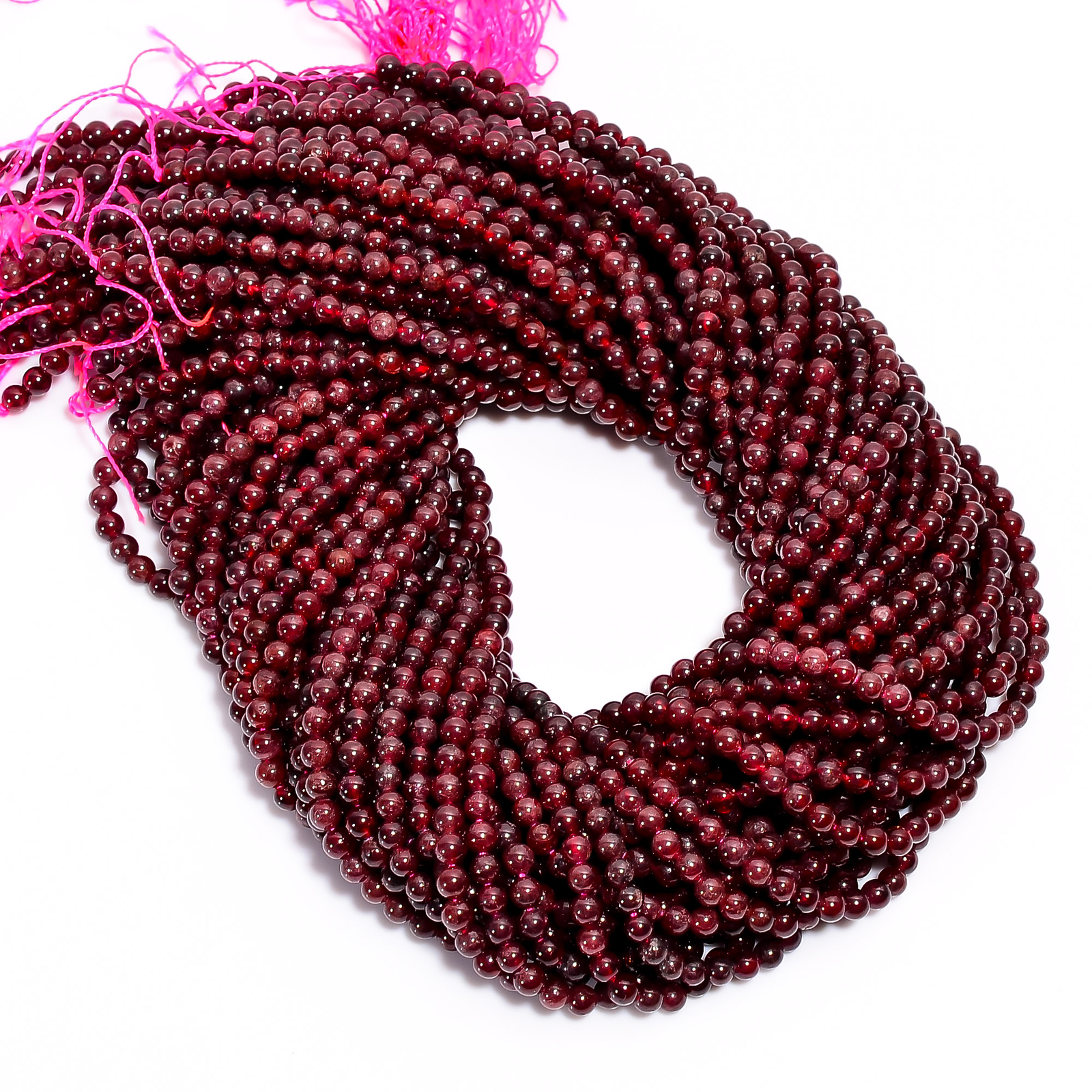 Natural Red Garnet Gemstone Round Shape Smooth Beads 4X4.5 mm Strand 15″ EB622